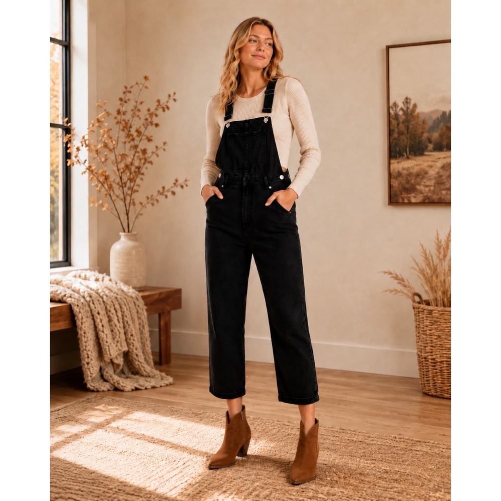 Madewell Black Denim Straight Leg Overalls Small Fair Trade  Streetwear‎ Urban